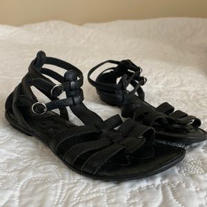 Leather Gladiator Sandals | Ankle Straps | Black Born | Size 7